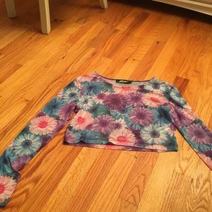 Floral print mesh crop top